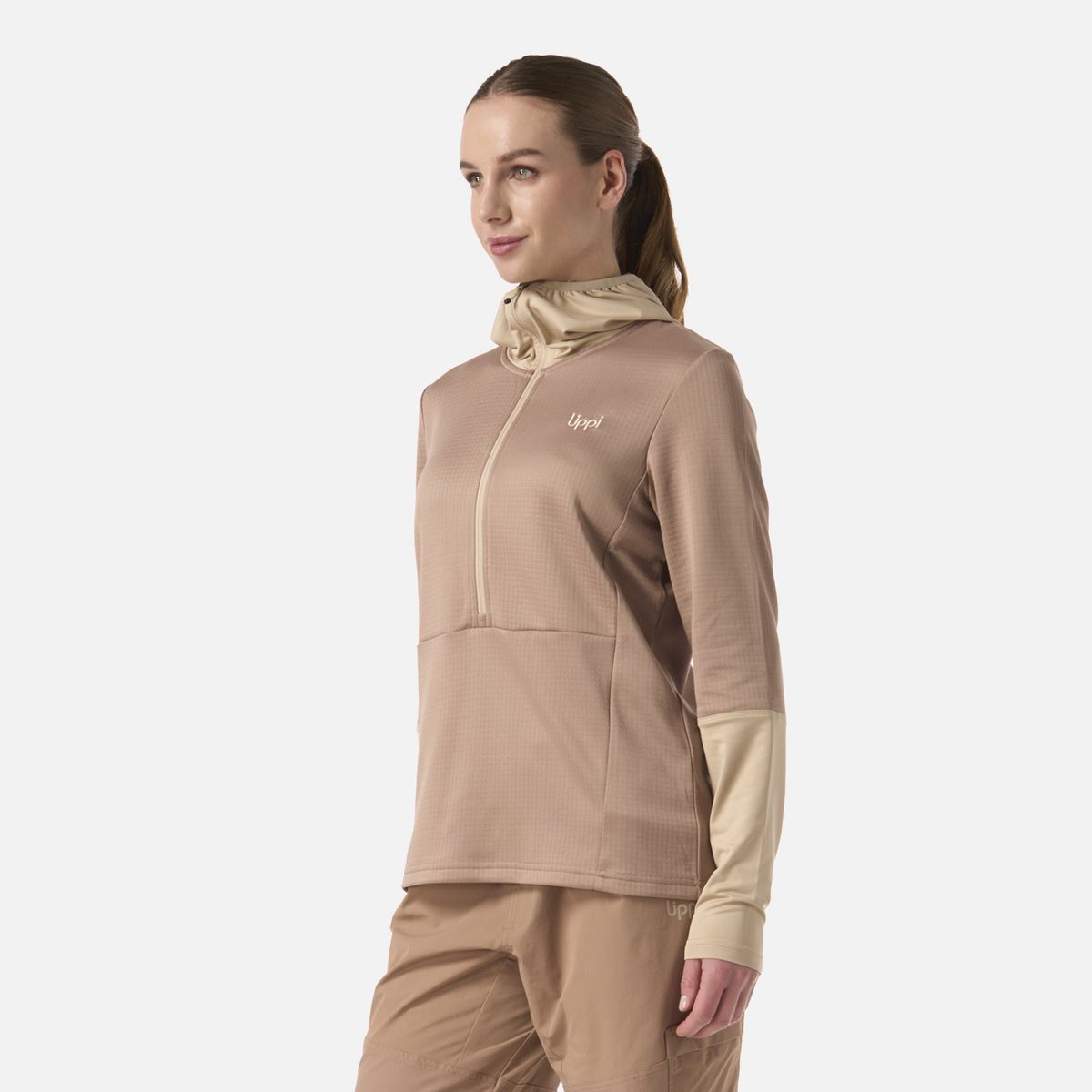 LIPPI - Polerón Mujer Maestri Nano-F 1/4 Zip Hoody Canela Lippi