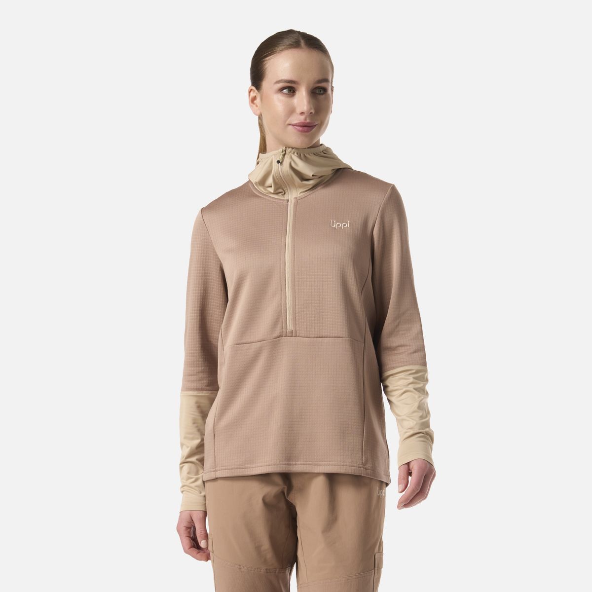 LIPPI - Polerón Mujer Maestri Nano-F 1/4 Zip Hoody Canela Lippi