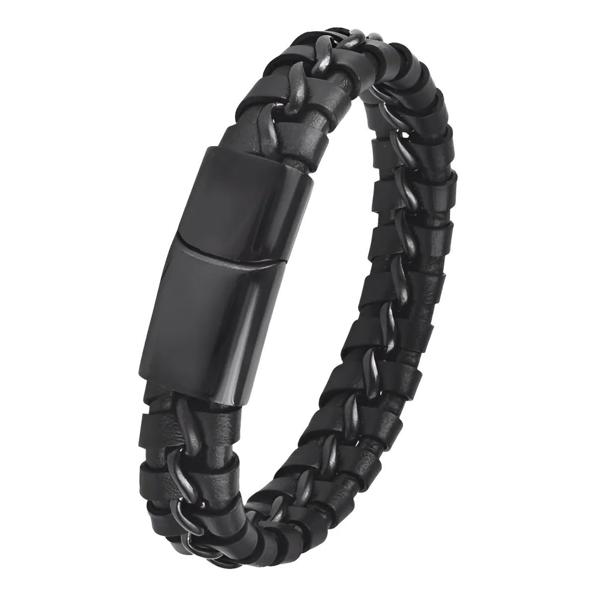 GENERICO - Pulsera De Cuero Hombre Y Mujer Elegante Y Juvenil Black Xx