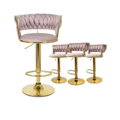 HABITA2 CHILE - Taburete Queen Gold Palo Rosa - 4 Unidades