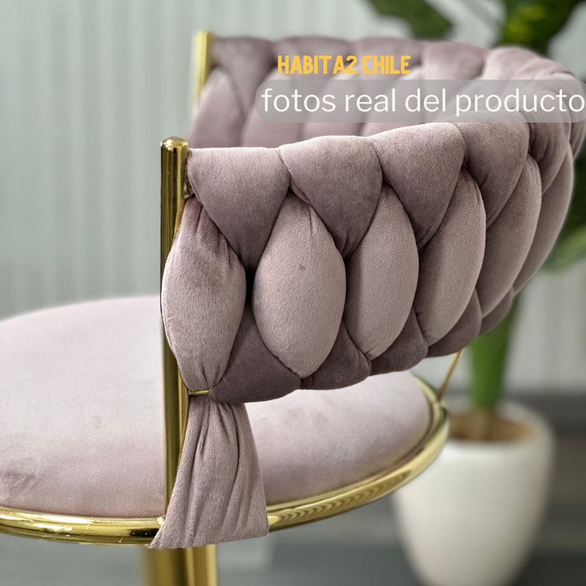 HABITA2 CHILE - Taburete Queen Gold Palo Rosa - 4 Unidades