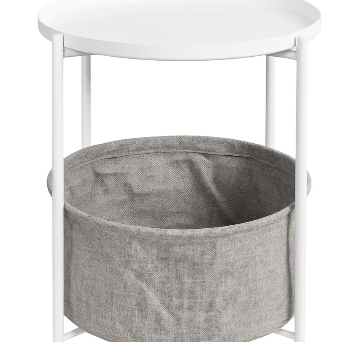 OKAY - Mesa De Centro Redonda Auxiliar De Madera Y Acero 2 Niveles