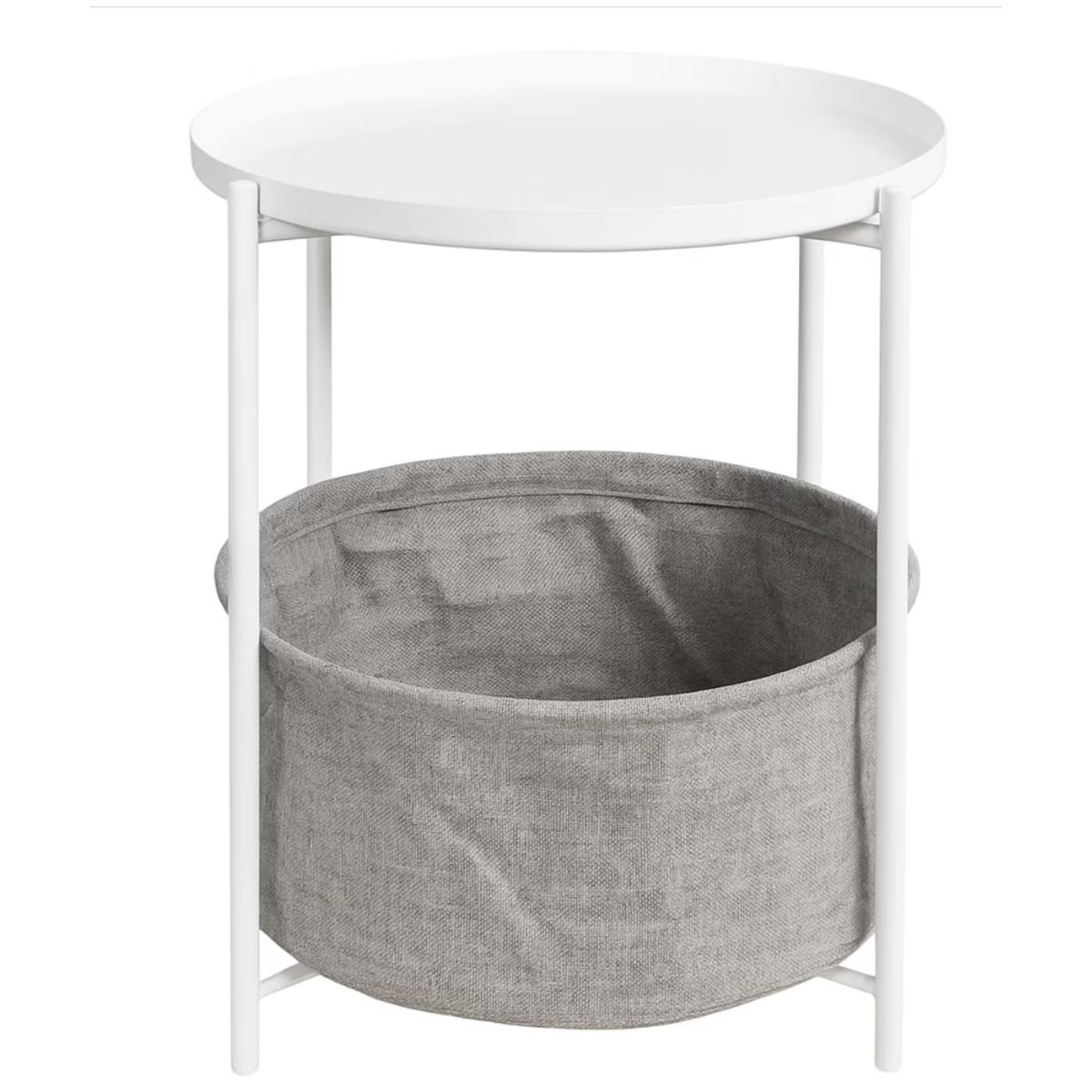 OKAY - Mesa De Centro Redonda Auxiliar De Madera Y Acero 2 Niveles