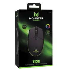 MONSTER GAMES - MOUSE GAMER MONSTER TIDE 3200DPI 5 BOTONES NEGRO Open box