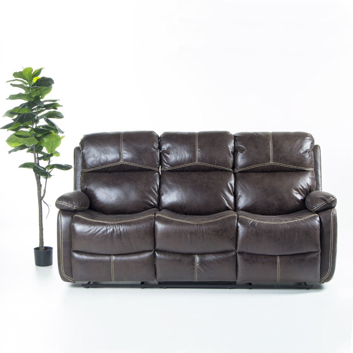 SPAZZIO - Sofa Reclinable 3 Cuerpos Comfort Café