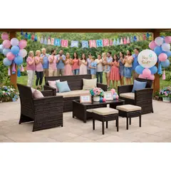 GENERICO - Juego De Living Terraza 6 Personas Dubai Con Cojines Impermeables