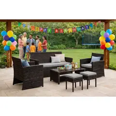 GENERICO - Juego De Living Terraza 6 Personas Dubai Con Cojines Impermeables