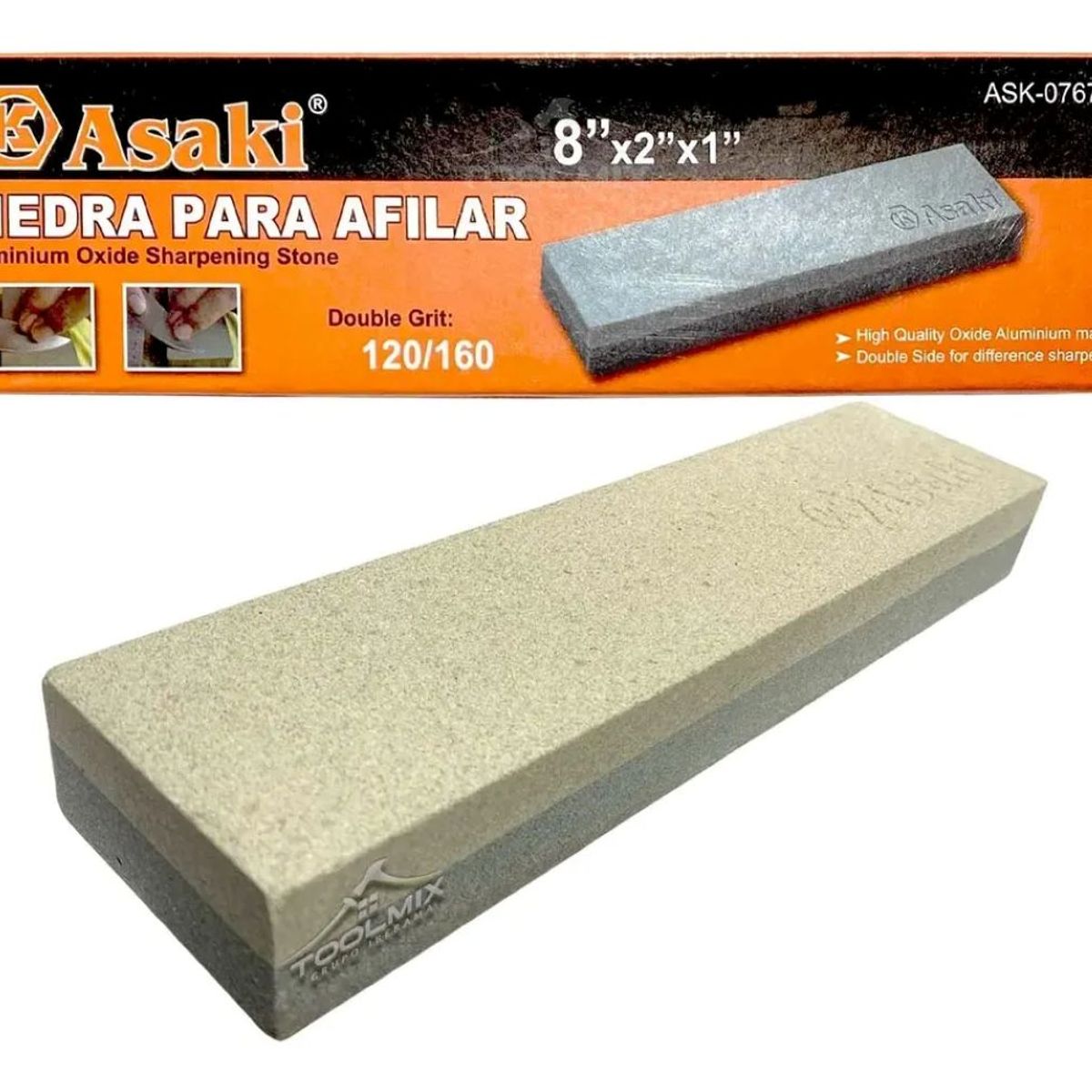 GENERICO - Piedra Para Afilar Cuchillos Machetes Granos 120160 8x2x1