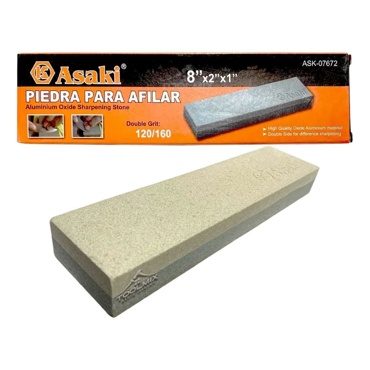 GENERICO - Piedra Para Afilar Cuchillos Machetes Granos 120160 8x2x1