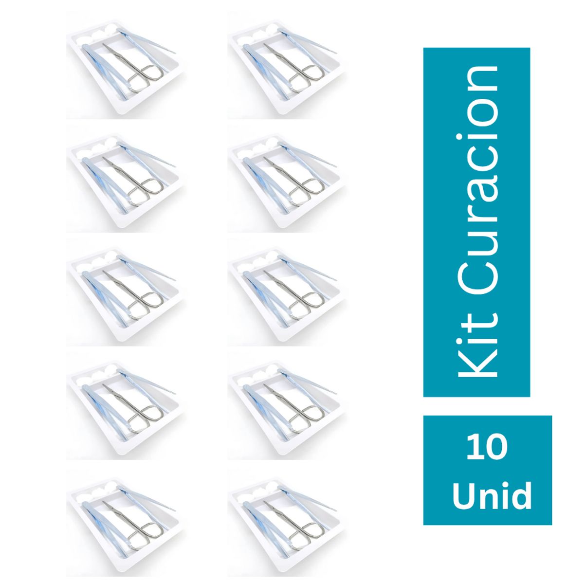 GENERICO - Kit de Curación Desechable Estéril con Pinzas – Pack 10 Unidades