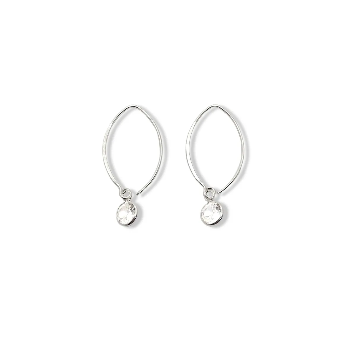 COGGIOLA - Aros Circón Blanco Redondo Gancho Grande Plata Fina 925