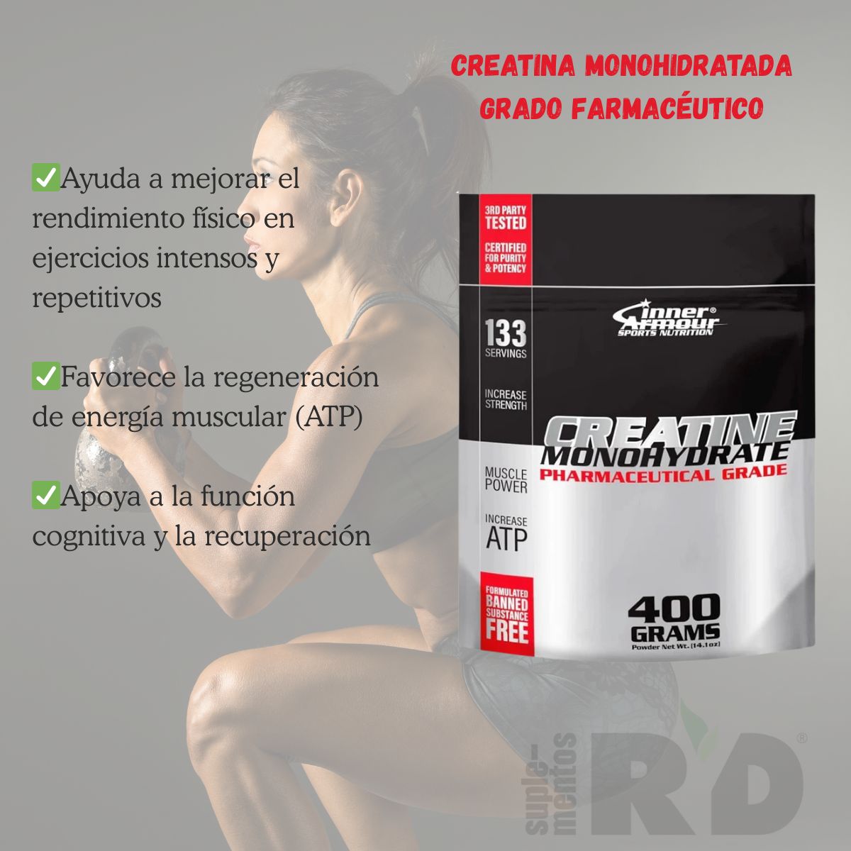INNER ARMOUR - Creatina Monohidratada 400gr 133 Servicios