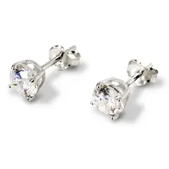 ANDREA COGGIOLA JOYAS - Aros Circón Punto De Luz Blanco Grifas 6mm Plata Fina 925