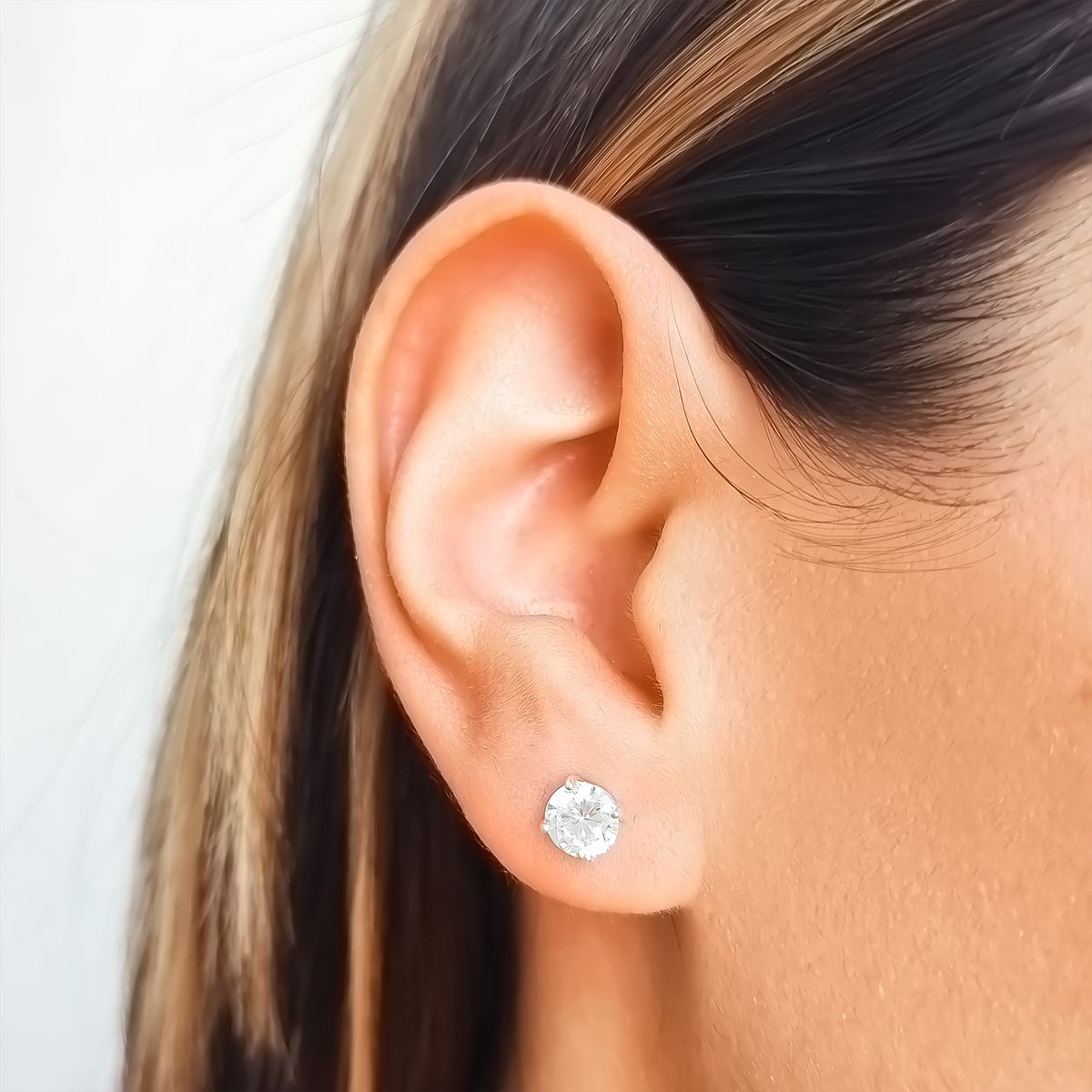 COGGIOLA - Aros Circón Punto De Luz Blanco Grifas 6mm Plata Fina 925