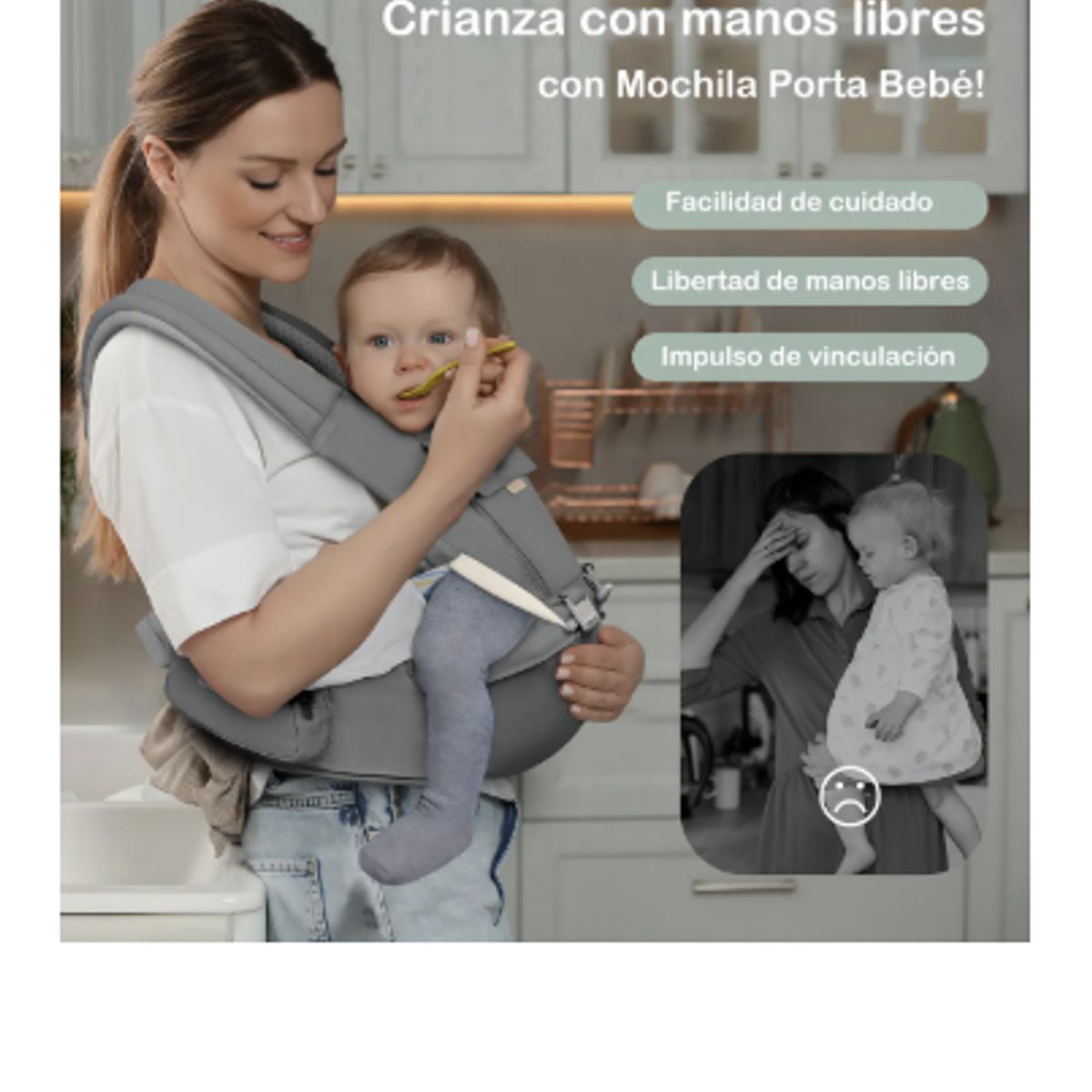 GENERICO - Portabebés Ergonómico  Malltradecl 6 en 1 con Asiento de Cadera