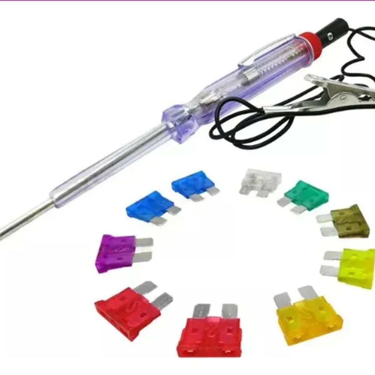 GENERICO - Kit Fusibles Automotriz + Probador De Corriente 11 Piezas