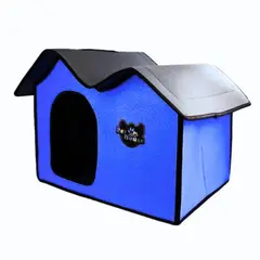 GENERICO - Casa cama plegable de mascotas perro o gato AZUL