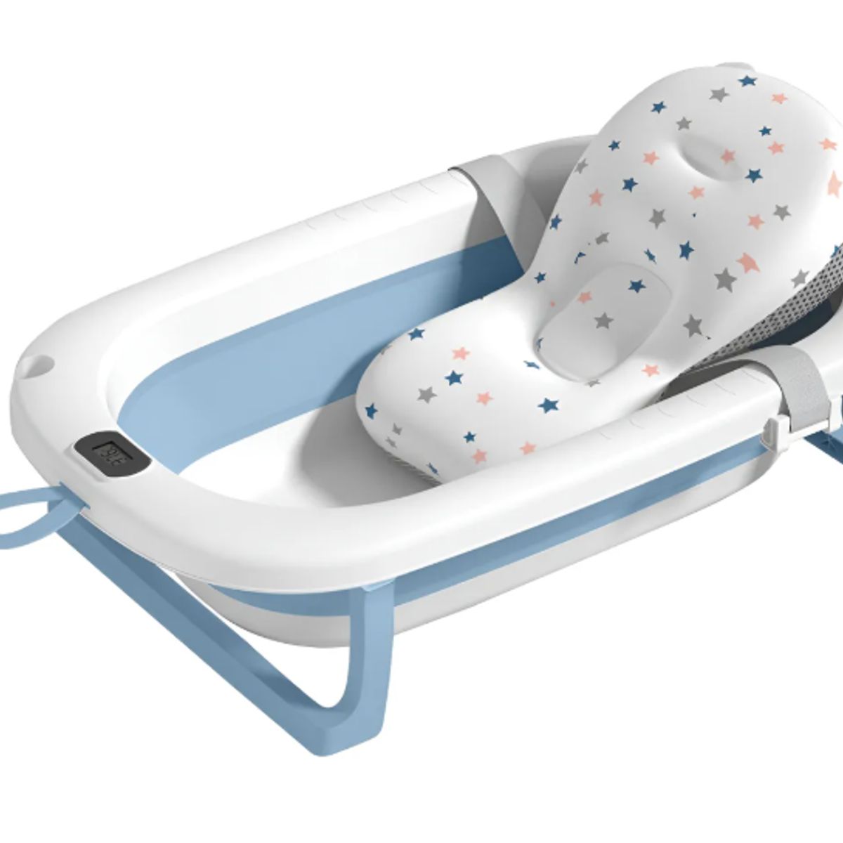 GENERICO - Tina Bebe Bañera Plegable Con Termometro + Cojin Suave Baño