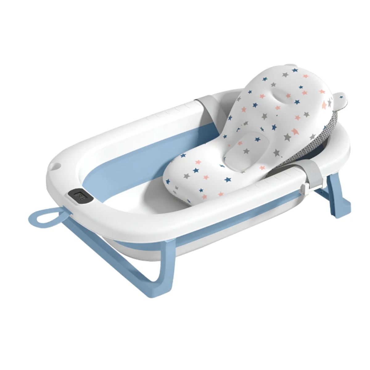 GENERICO - Tina Bebe Bañera Plegable Con Termometro + Cojin Suave Baño