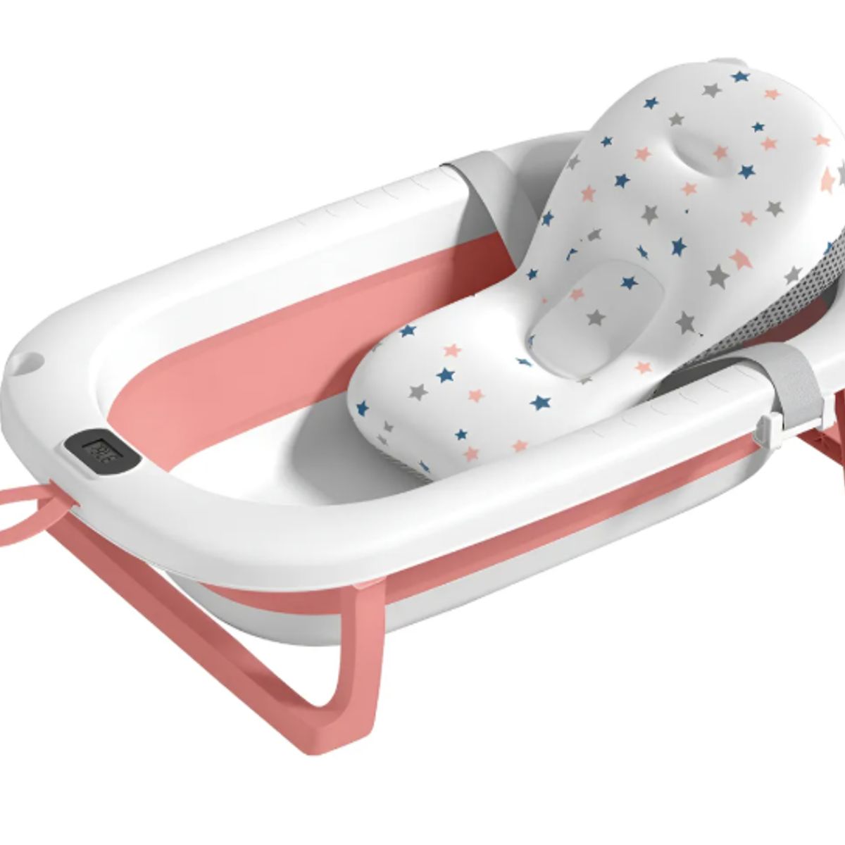 GENERICO - Tina Bebe Bañera Plegable Con Termometro + Cojin Suave Baño