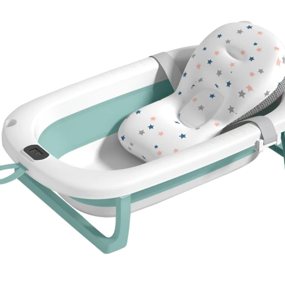 GENERICO - Tina Bebe Bañera Plegable Con Termometro + Cojin Suave Baño