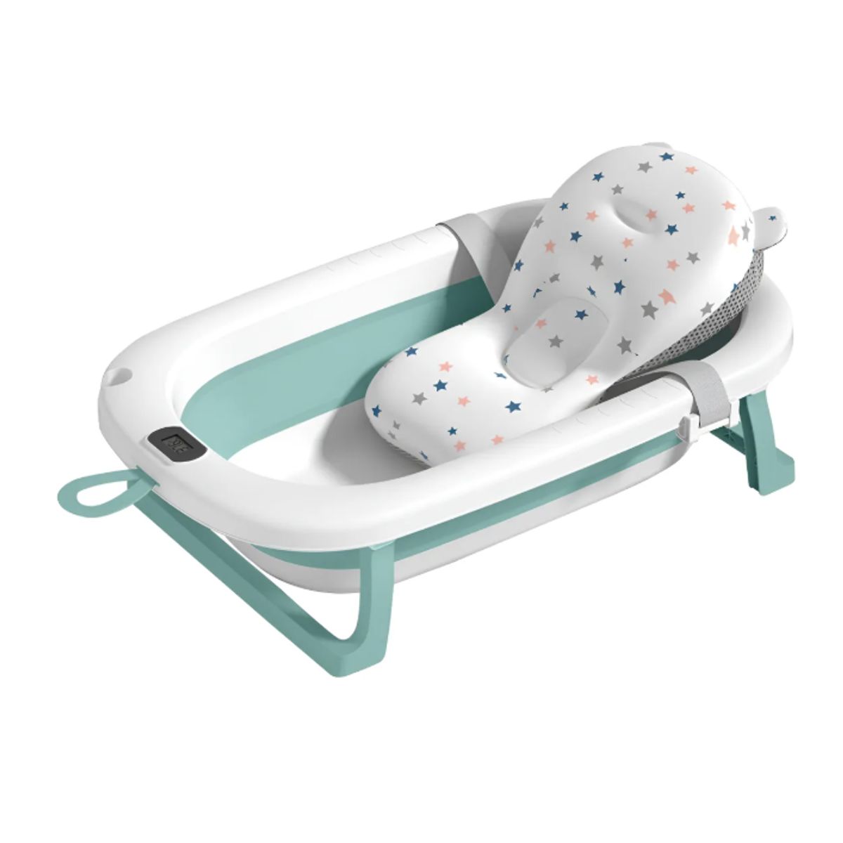 GENERICO - Tina Bebe Bañera Plegable Con Termometro + Cojin Suave Baño