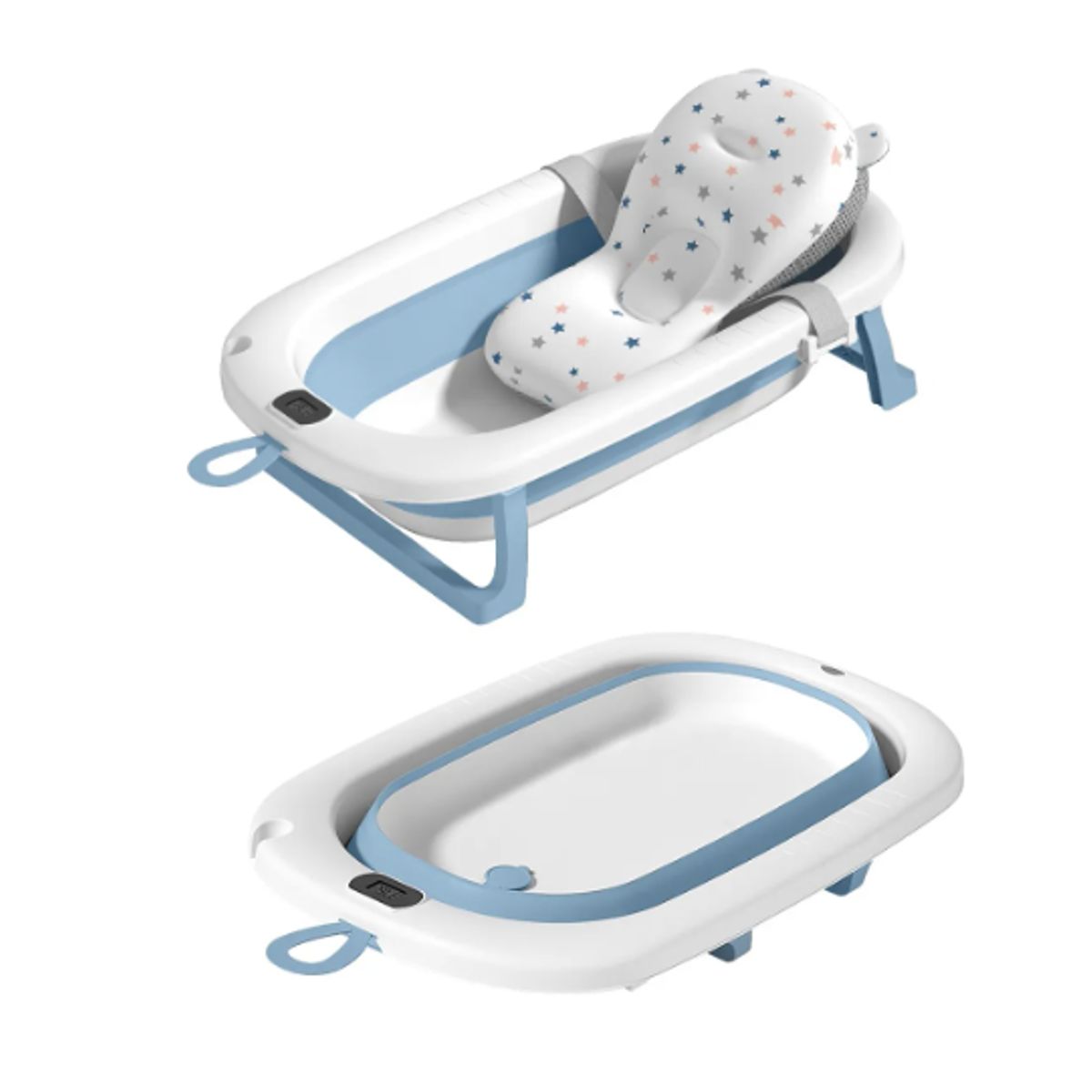 GENERICO - Tina Bebe Bañera Plegable Con Termometro + Cojin Suave Baño