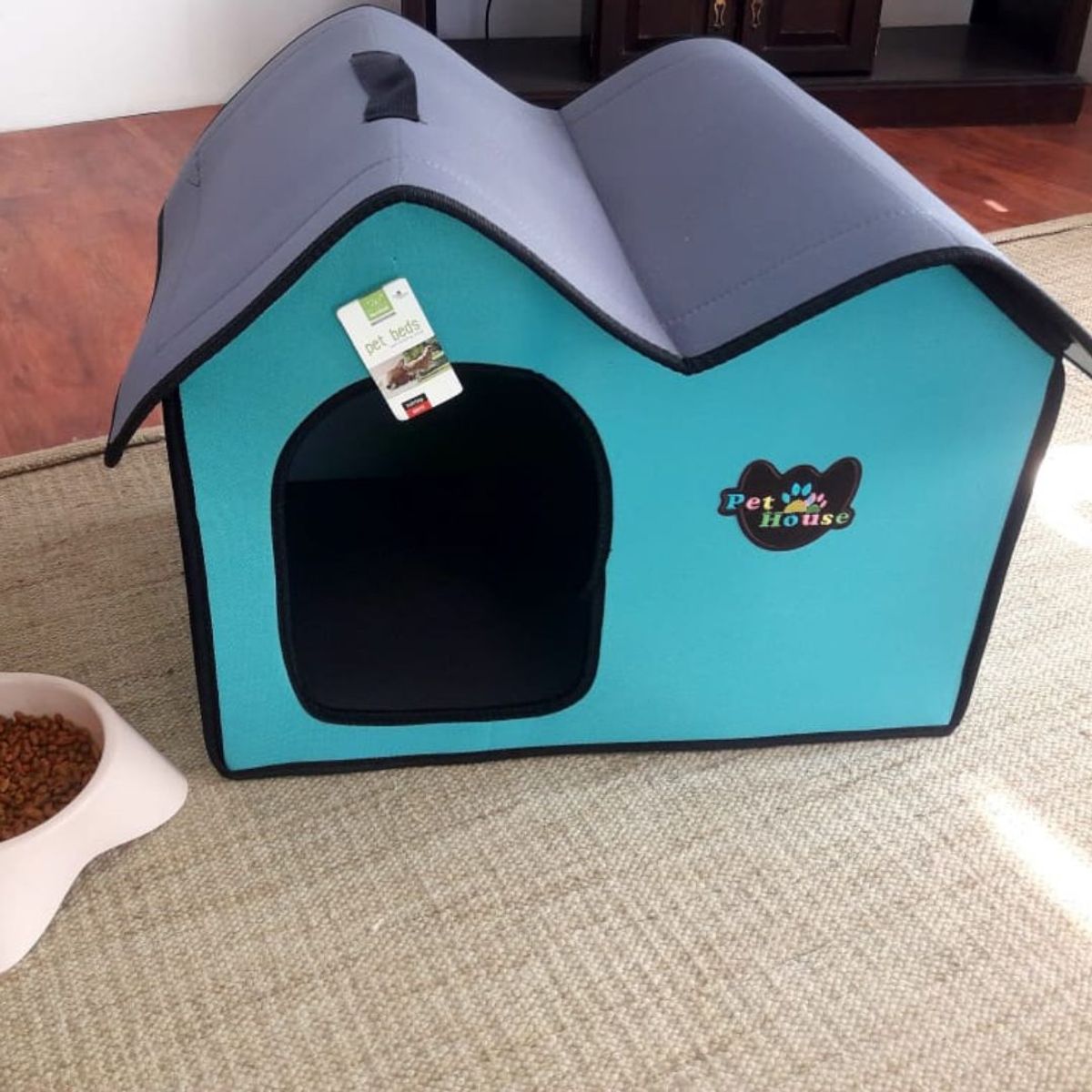 GENERICO - Casa cama plegable de mascotas turquesa