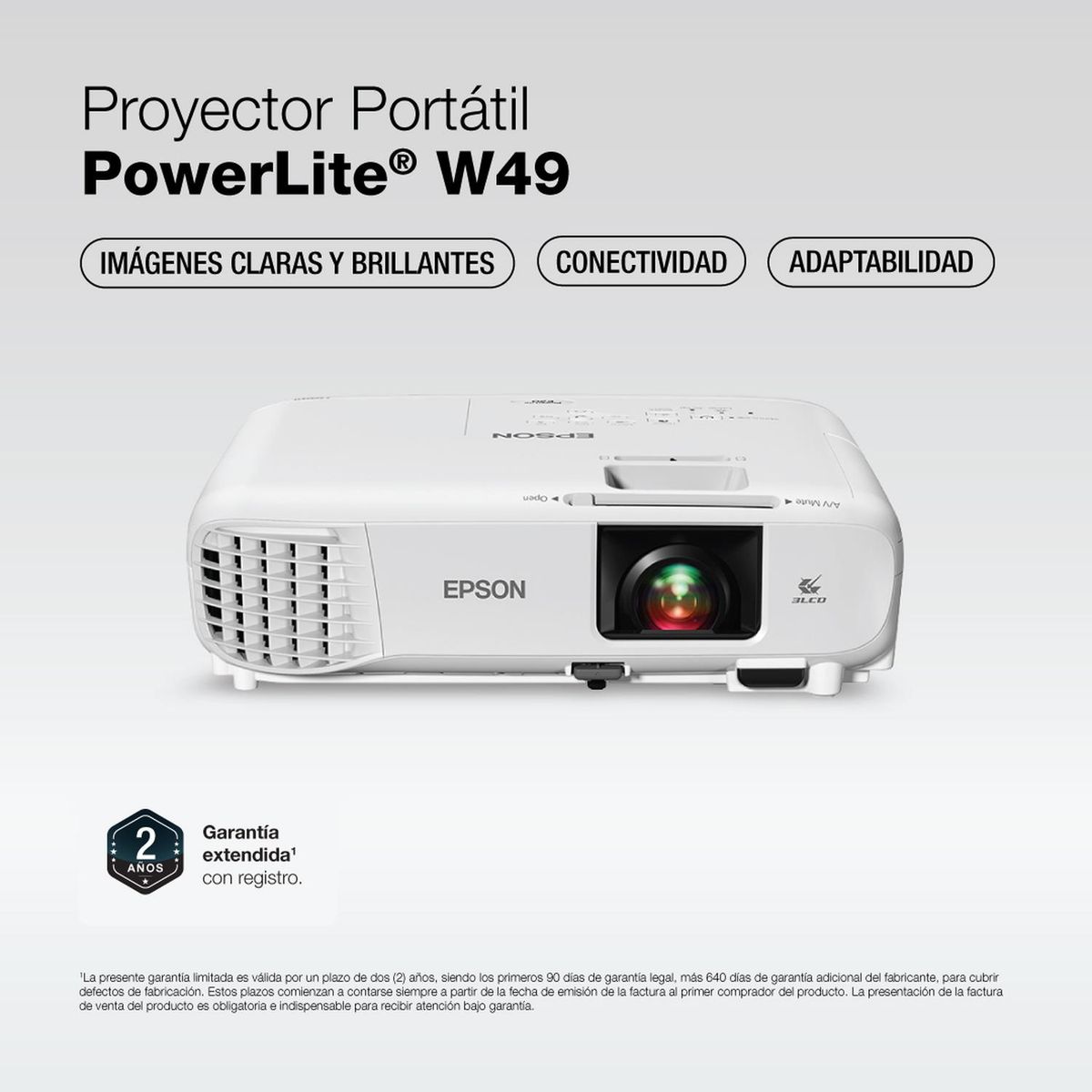 EPSON - Proyector EPSON PowerLite W49 WXGA / 3.800 lúmenes
