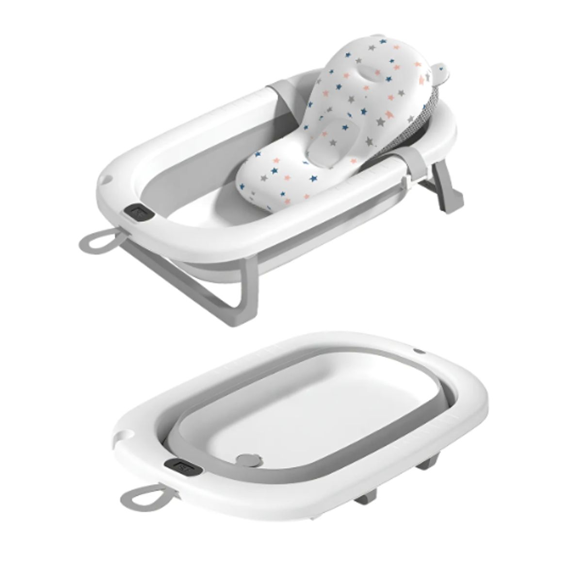 GENERICO - Tina Bebe Bañera Plegable Con Termometro + Cojin Suave Baño