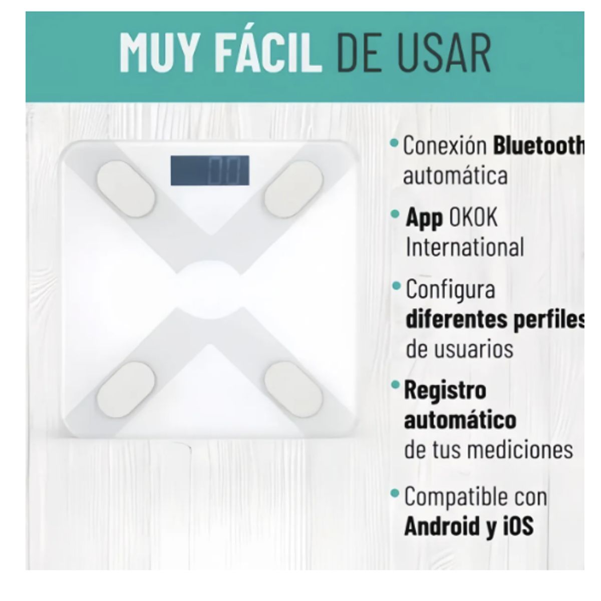 GENERICO - Balanza Pesa Digital Inteligente Vitalia Bluetooth Smart