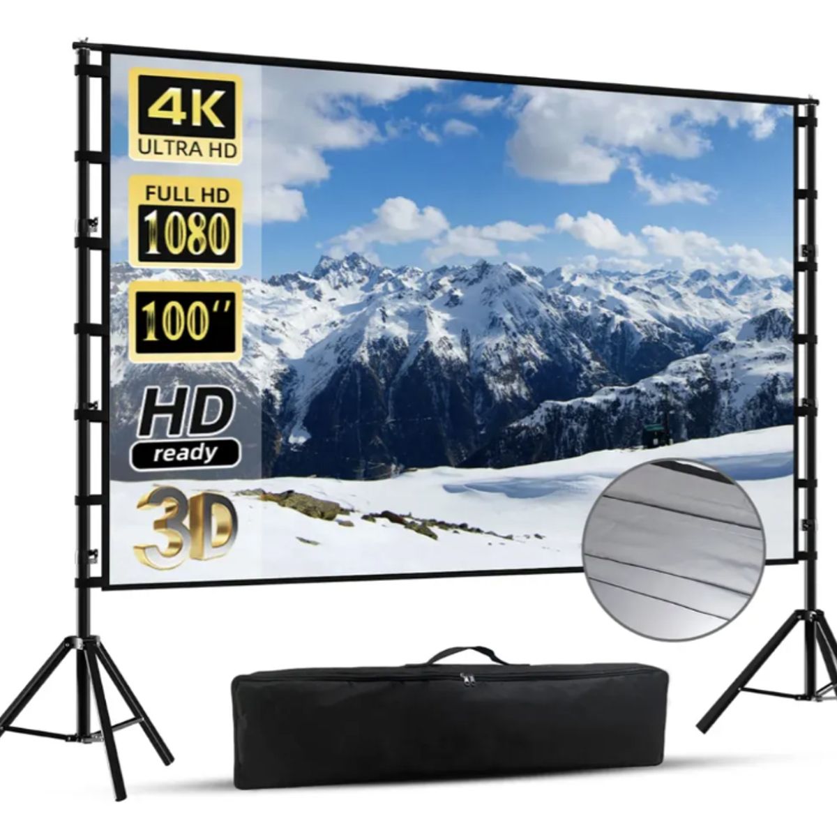 GENERICO - Telón Mural De Proyector Pantalla Con Soporte 16:9 Hd 100