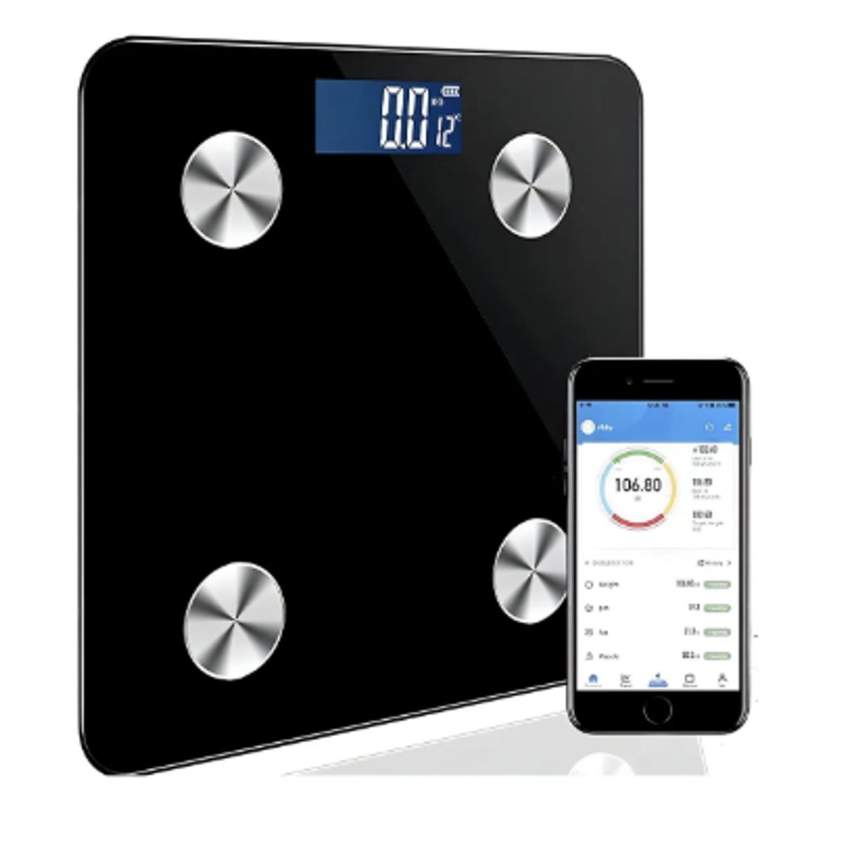 GENERICO - Balanza Inteligente Pesa Digital 180kg Bluetooth App Smart Color Negro