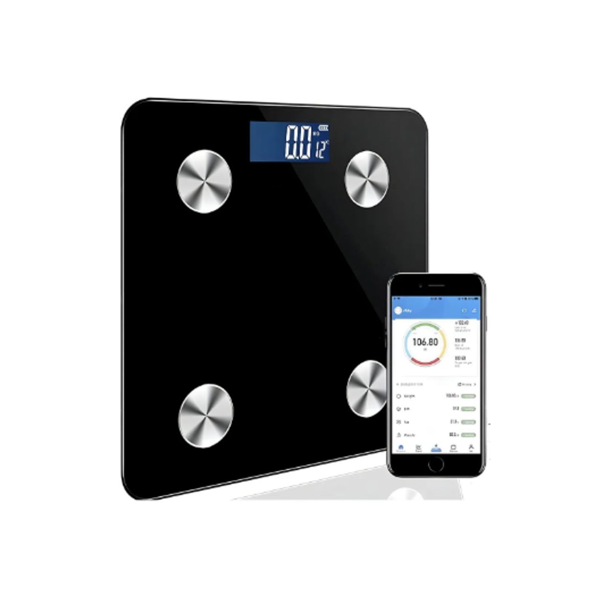 GENERICO - Balanza Inteligente Pesa Digital 180kg Bluetooth App Smart Color Negro