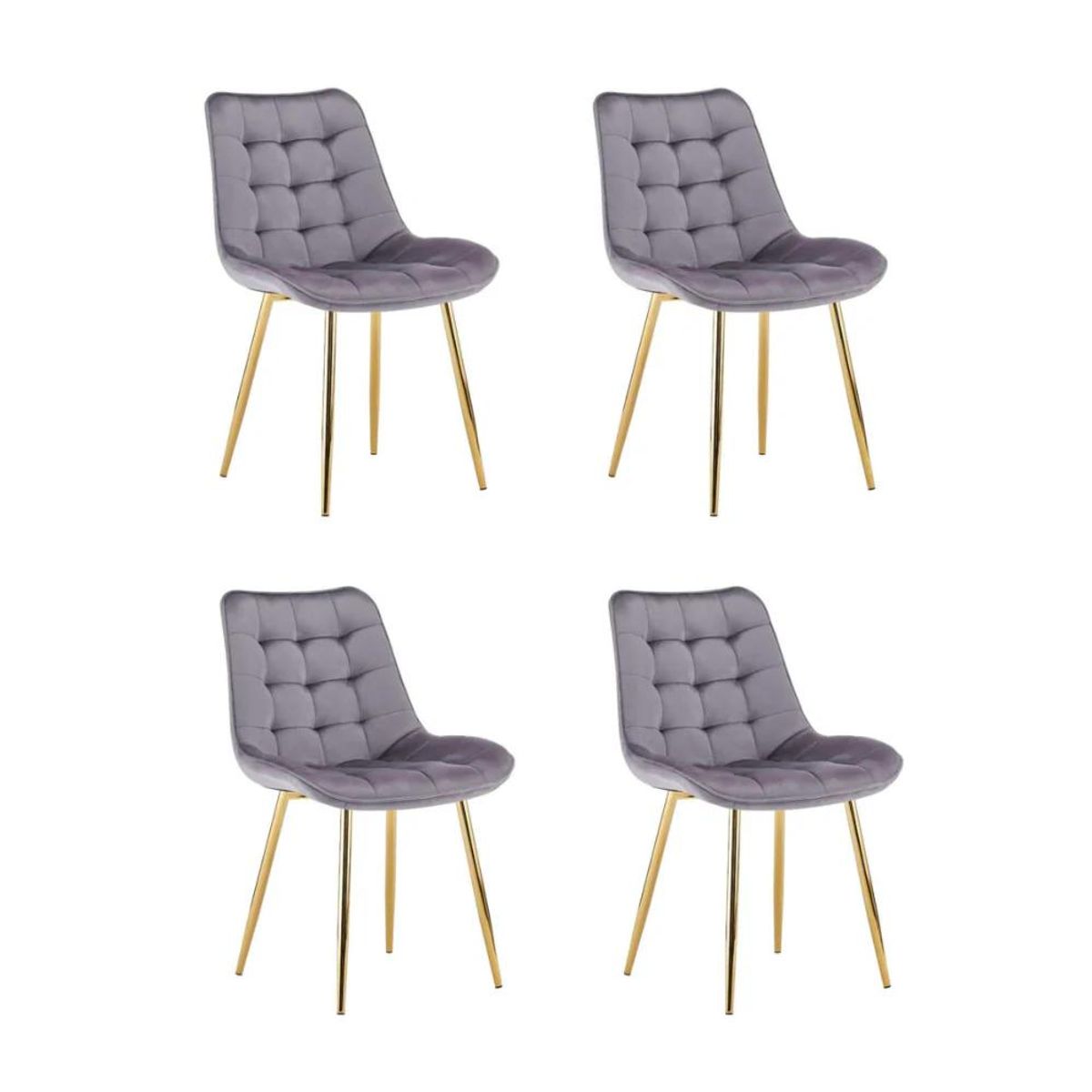 GENERICO - Pack 4 Sillas Capitone de Comedor Gris