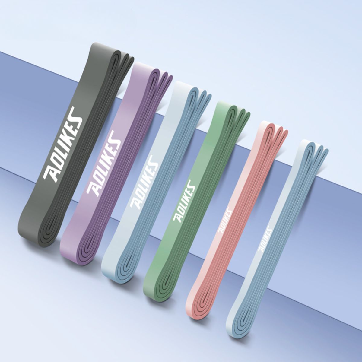 AOLIKES - Set 6 Bandas Elásticas Látex Natural Entrenamiento Fitness