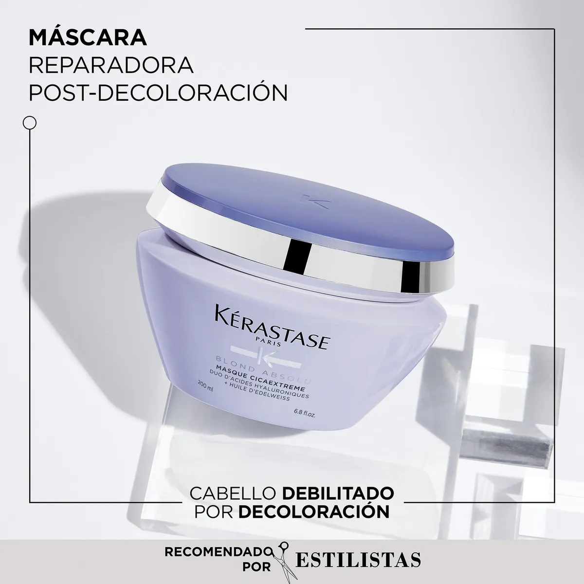 KERASTASE - Máscara Reparación Profunda Cabello Rubio O Decolorado Masque Cicaextreme Blond Absolu 200ml Kerastase