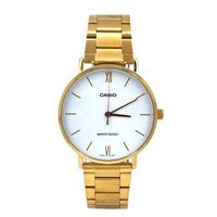 Reloj dama LTP-VT01G-7B correa acero dorada fondo blanco