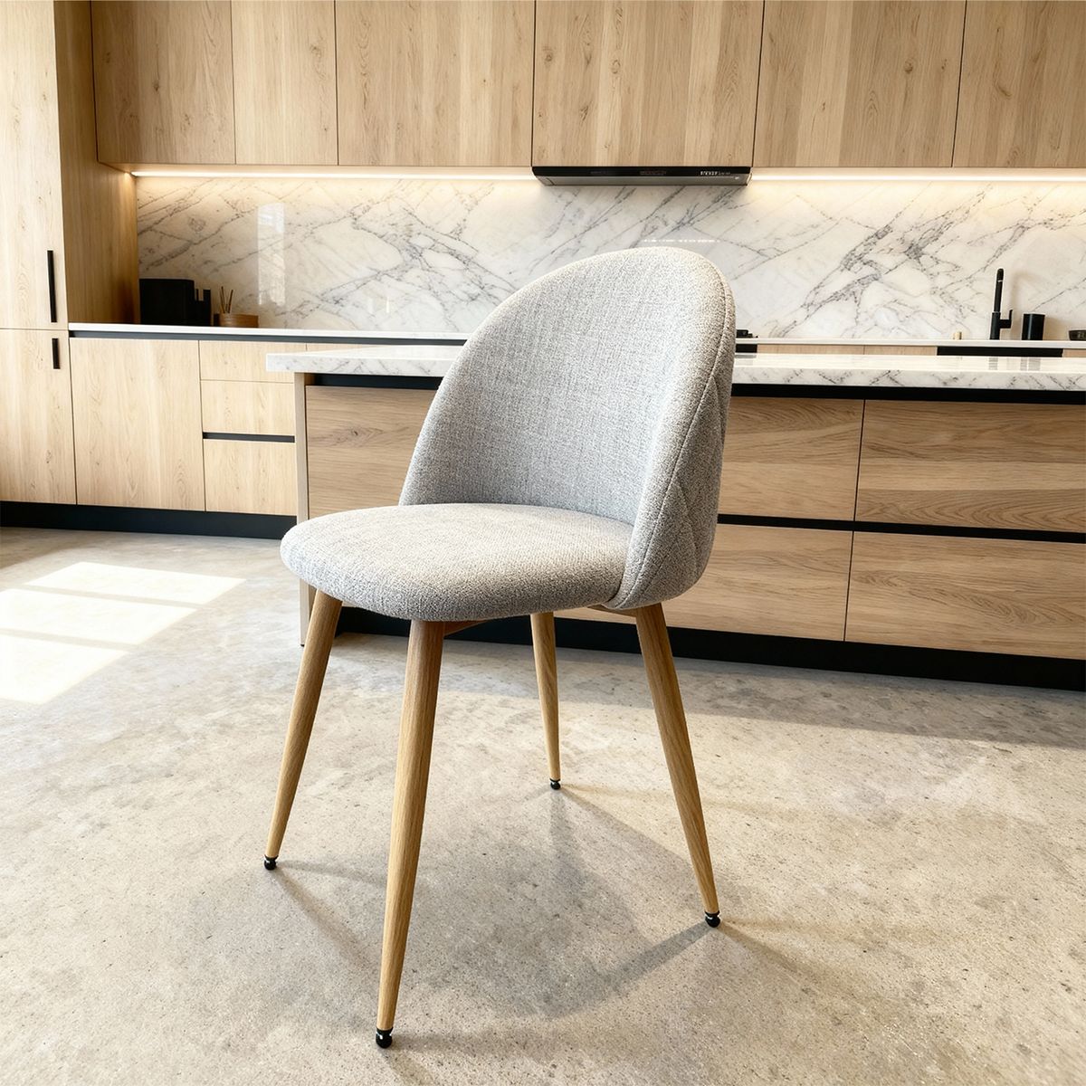 VENHOOUSE - Silla Comedor Moderna Acolchada Metal Sora Venhoouse Lino Gris