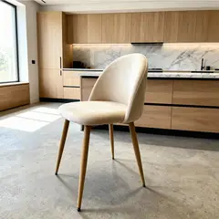 VENHOOUSE - Silla Comedor Moderna Acolchada Metal Sora Velvet Beige