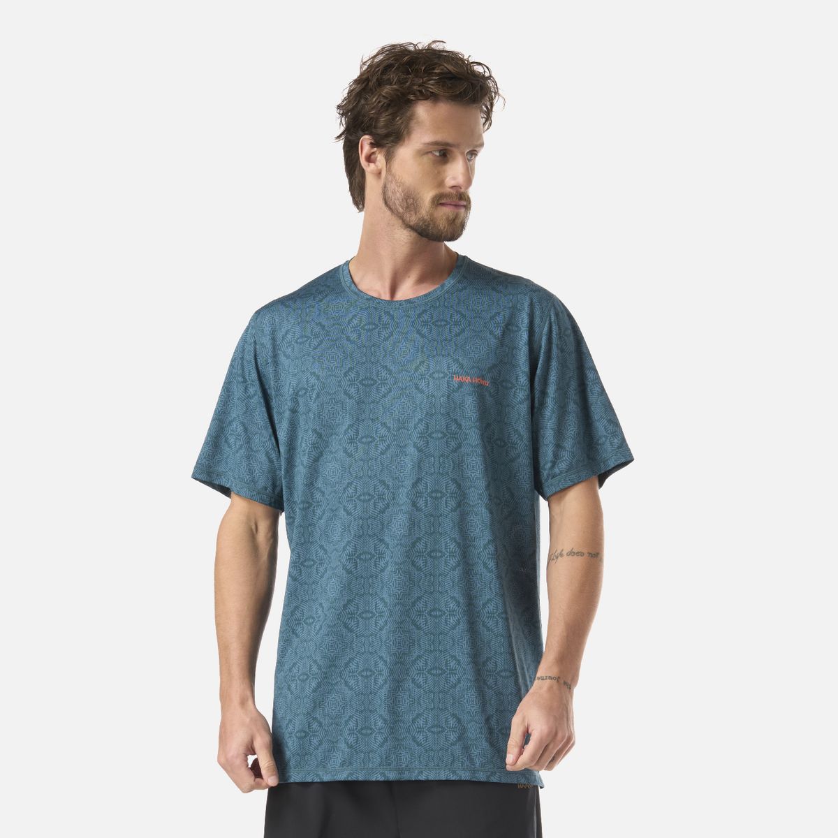HAKA HONU - Polera Hombre Sudala Print Petroleo Haka Honu