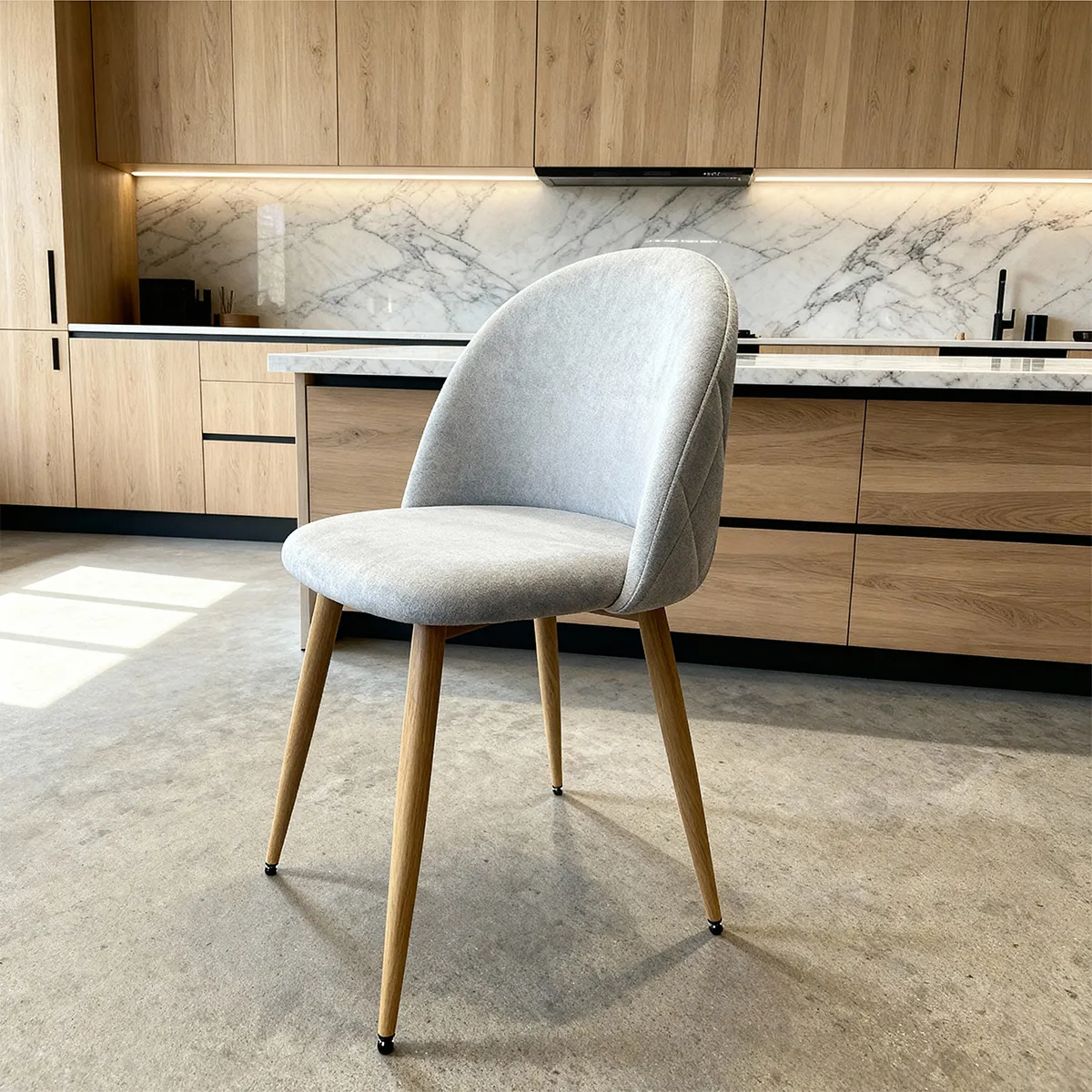 VENHOOUSE - Silla Comedor Moderna Acolchada Metal Sora Venhoouse Velvet Gris