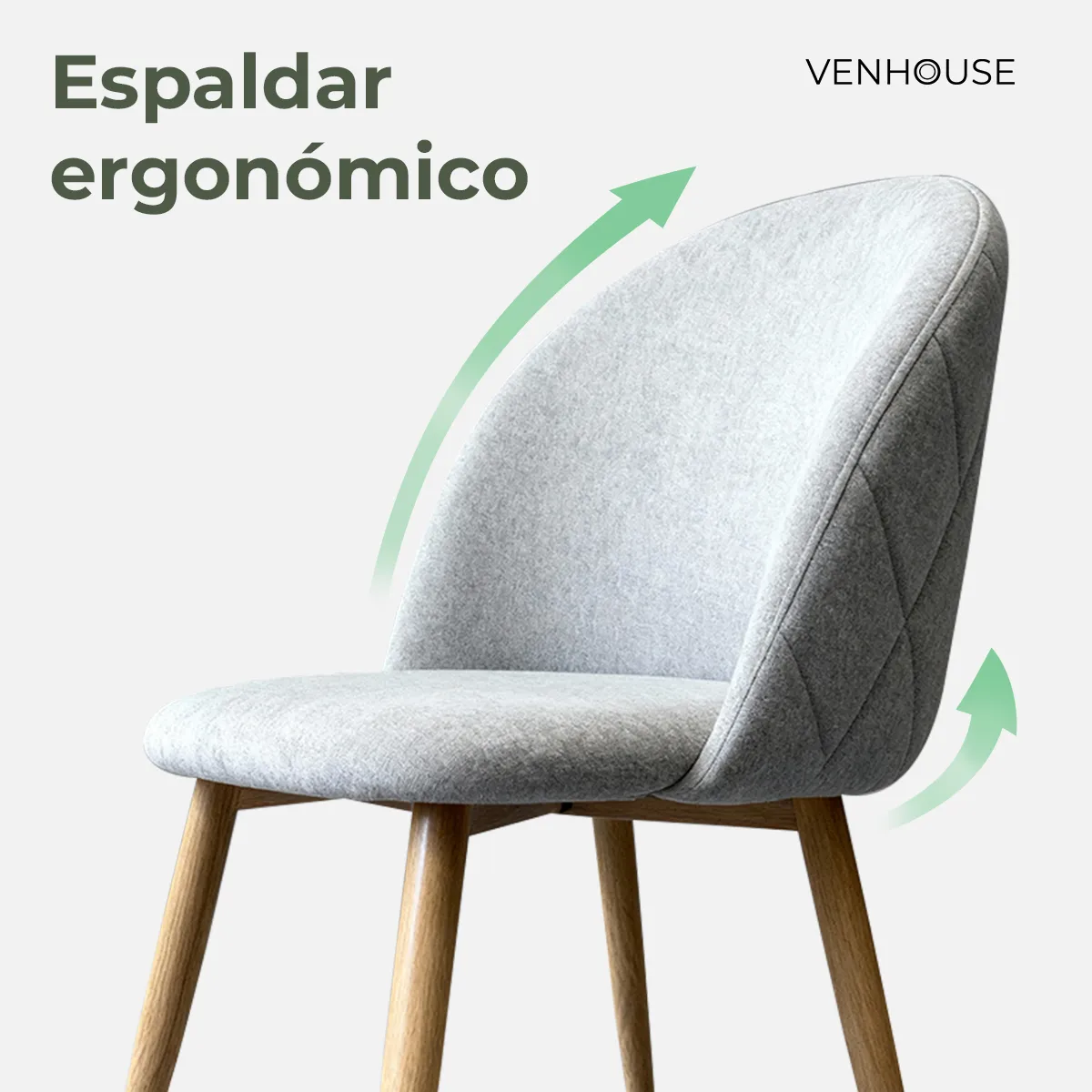 VENHOOUSE - Silla Comedor Moderna Acolchada Metal Sora Venhoouse Velvet Gris