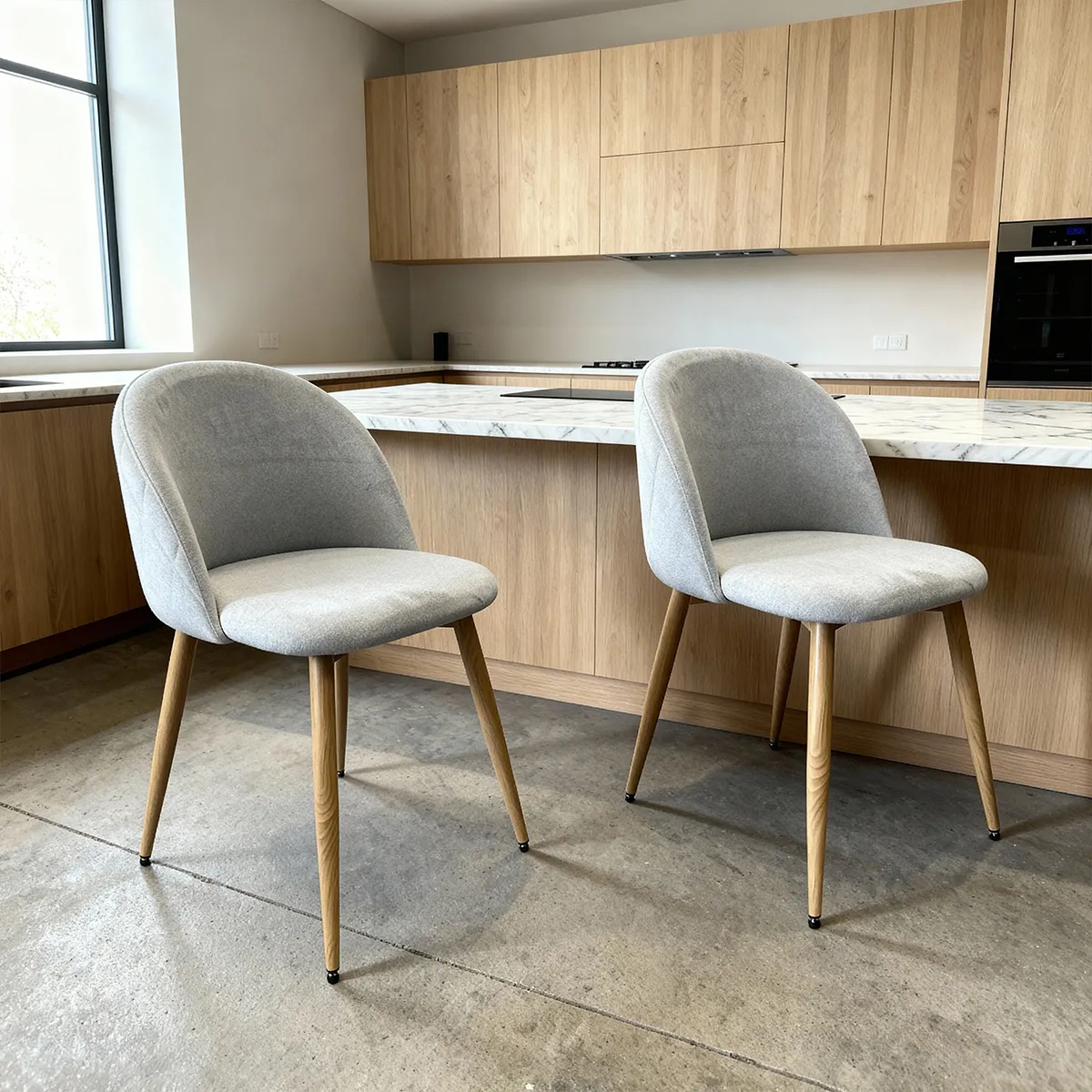 VENHOOUSE - Pack 2 Silla Comedor Moderna Acolchada Metal Sora Venhoouse Velvet Gris