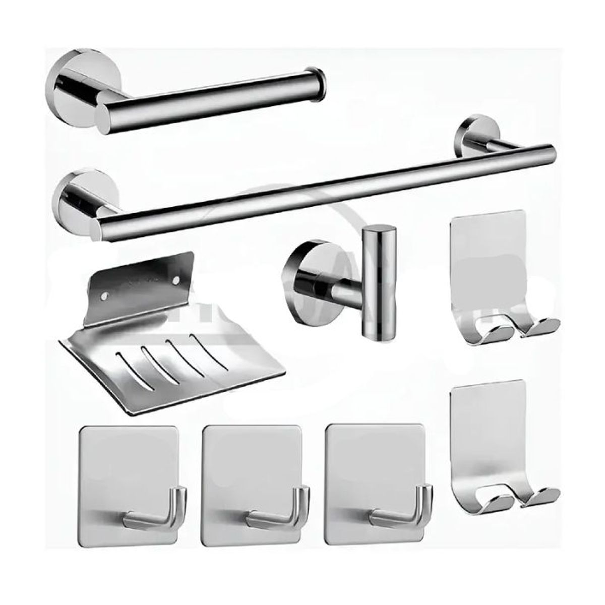 GENERICO - Juego Set 9 Accesorios Para Baño Acero Inoxidable
