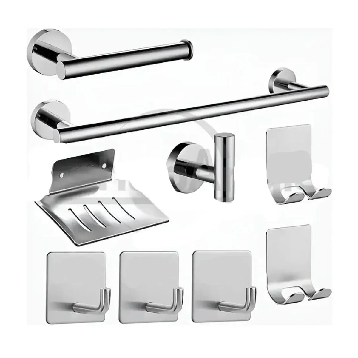 GENERICO - Juego Set 9 Accesorios Para Baño Acero Inoxidable