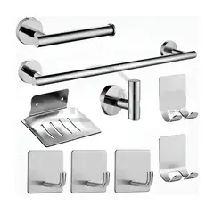 GENERICO - Juego Set 9 Accesorios Para Baño Acero Inoxidable