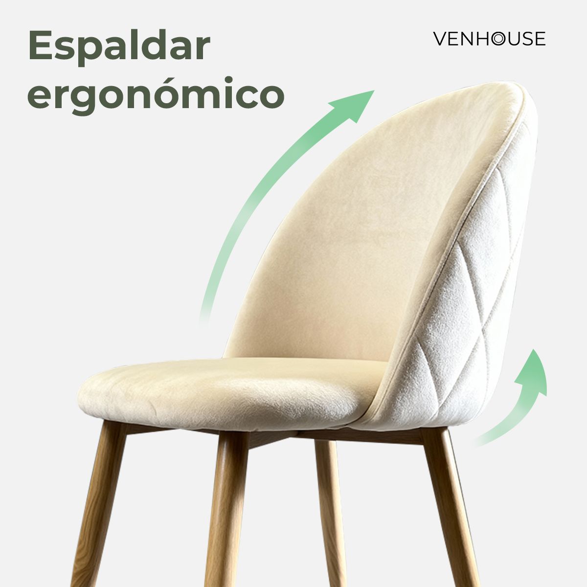VENHOOUSE - Pack 2 Silla Comedor Moderna Acolchada Metal Sora Venhoouse Velvet Beige