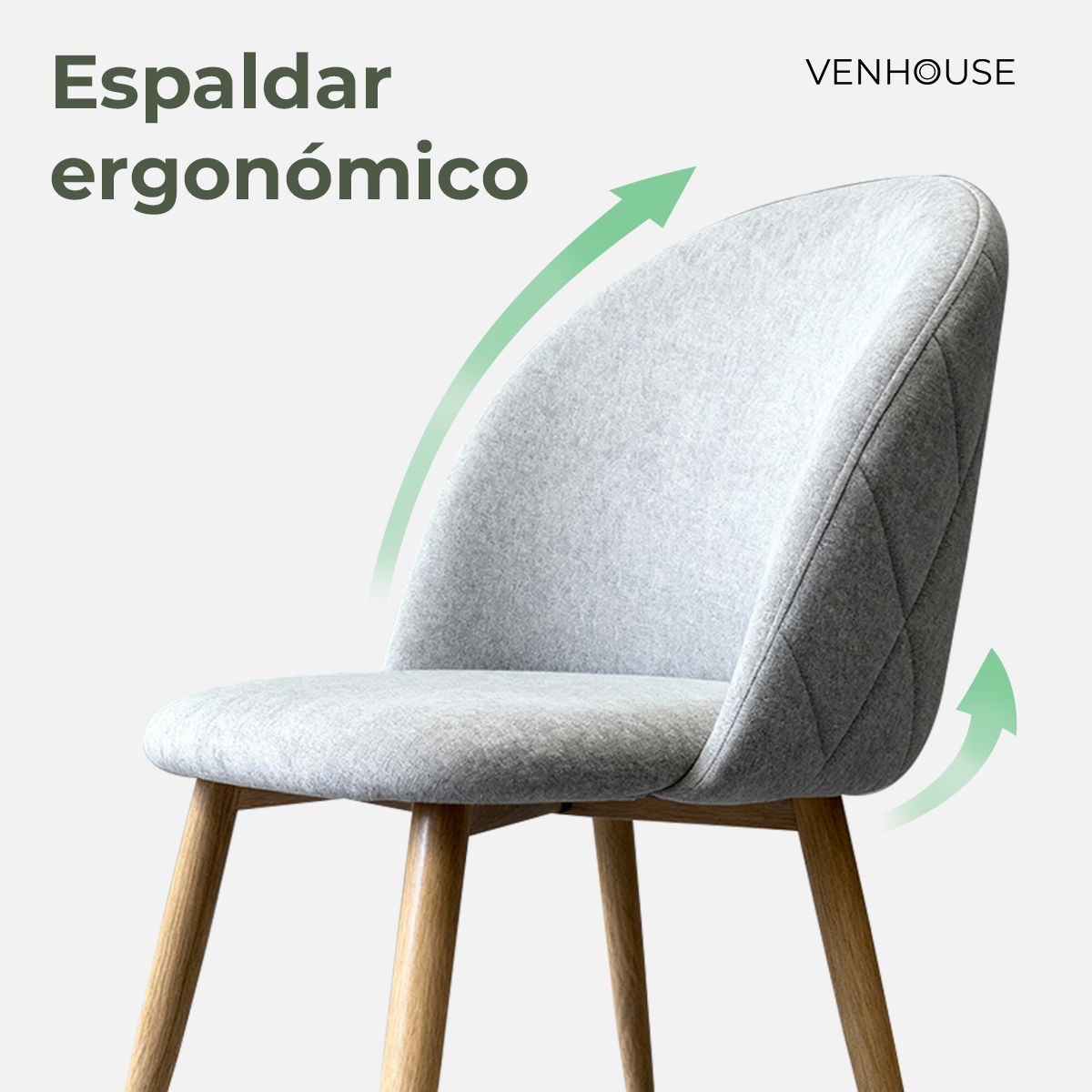 VENHOOUSE - Pack 4 Silla Comedor Moderna Acolchada Metal Sora Venhoouse Velvet Gris