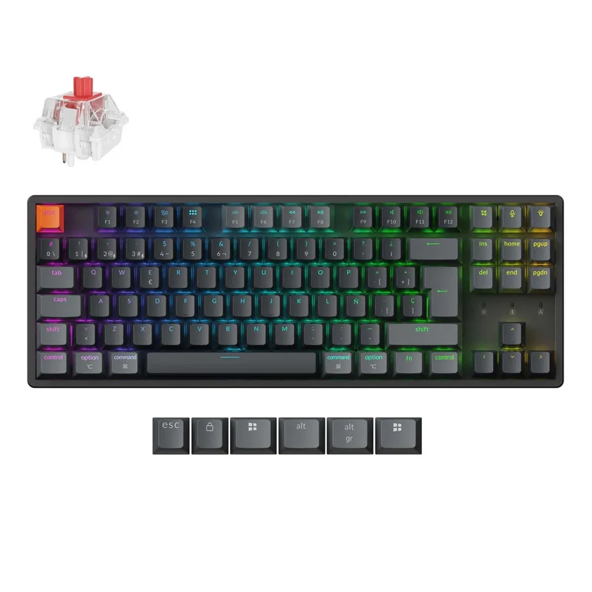 BANANA TIENDA - Teclado Gamer Inalámbrico Keychron K8 Qmk Versión 2 Español Negro